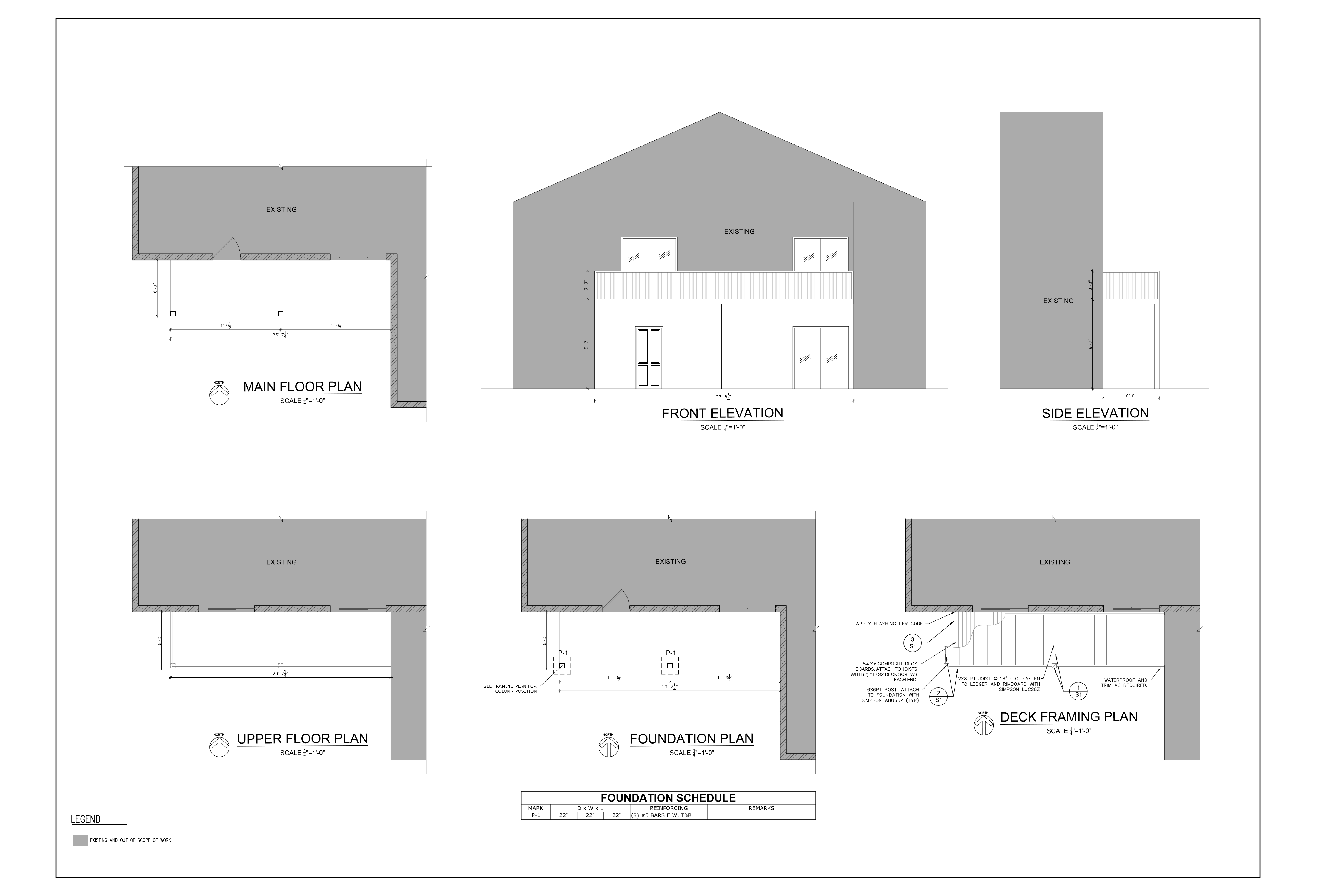 Floor plans, elevations & framing